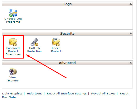 Add password to folderin cpanel